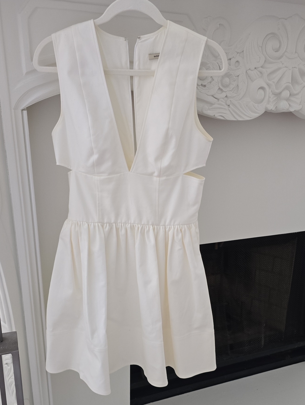 Banana Republic Ivory Deep V Mini Dress
